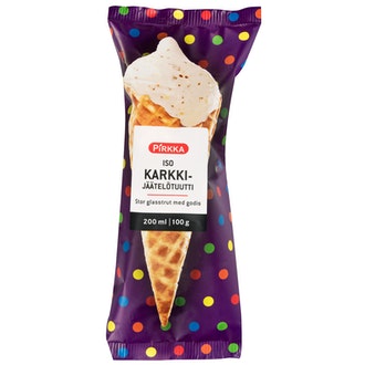 Pirkka iso karkkijäätelötuutti 100g/200ml kalorit ja ravintosisältö - 268 kcal