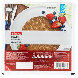 Pirkka räiskäle 5kpl/300g kalorit ja ravintosisältö - 195 kcal