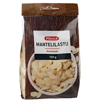 Pirkka mantelilastu 100g kalorit ja ravintosisältö - 613 kcal