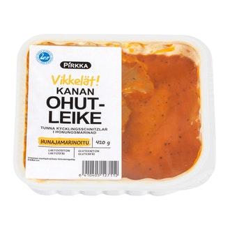 Pirkka Vikkelät kanan ohutleike hunajamarinoitu 420g kalorit ja ravintosisältö