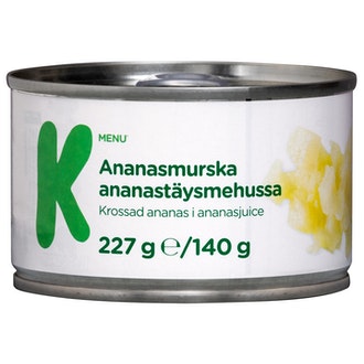 K-Menu ananasmurska ananastäysmehussa 227g/140g kalorit ja ravintosisältö - 56 kcal