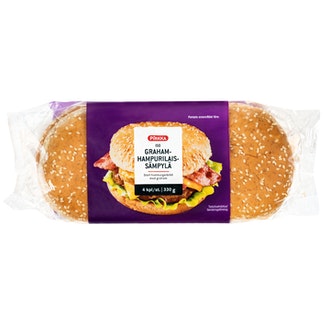 Pirkka iso grahamhampurilaissämpylä 4kpl/330g kalorit ja ravintosisältö - 285 kcal