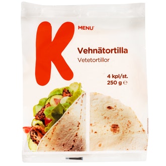 K-Menu vehnätortilla 4 kpl/250g kalorit ja ravintosisältö - 300 kcal