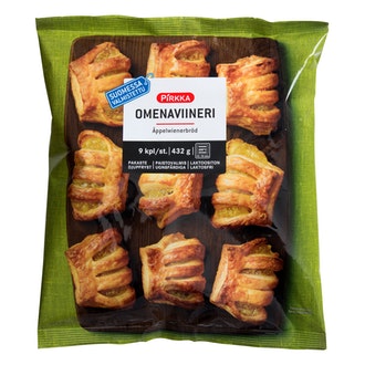Pirkka omenaviineri 9kpl /432g pakaste kalorit ja ravintosisältö - 393 kcal