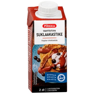 Pirkka vaahtoutuva suklaakastike 2dl laktoositon kalorit ja ravintosisältö - 177 kcal