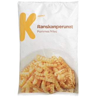 K-Menu ranskanperuna 1kg pakaste kalorit ja ravintosisältö - 145 kcal