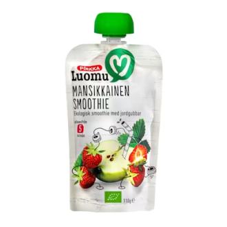 Pirkka Luomu mansikkainen smoothie 5kk 110g kalorit ja ravintosisältö - 55 kcal