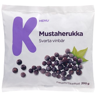 K-Menu mustaherukka 200g pakaste kalorit ja ravintosisältö - 51 kcal