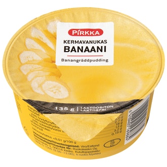 Pirkka kermavanukas banaani 135g laktoositon kalorit ja ravintosisältö - 122 kcal