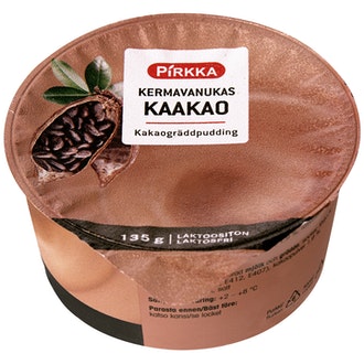 Pirkka kermavanukas kaakao 135g laktoositon kalorit ja ravintosisältö - 123 kcal