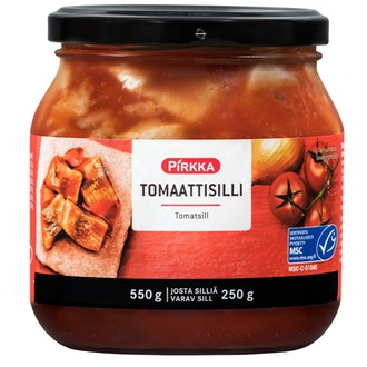 Pirkka tomaattisilli 550g/250g MSC kalorit ja ravintosisältö - 250 kcal