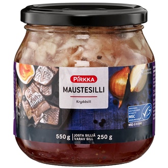 Pirkka maustesilli 550g/250g MSC kalorit ja ravintosisältö - 210 kcal