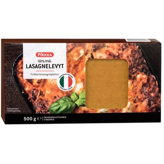 Pirkka täysjyvälasagnelevyt 500g kalorit ja ravintosisältö - 348 kcal