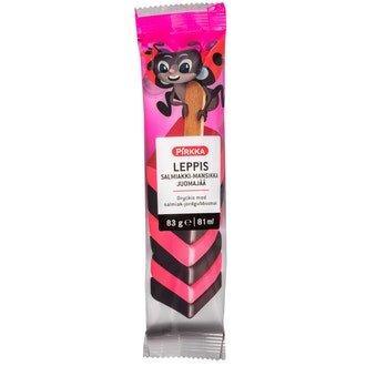 Pirkka Leppis salmiakki-mansikkajuomajää 83g/81ml kalorit ja ravintosisältö - 98 kcal