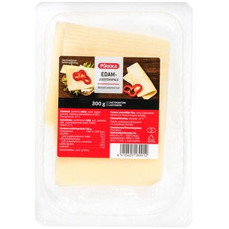 Pirkka edamjuustoviipale 300g laktoositon kalorit ja ravintosisältö - 328 kcal
