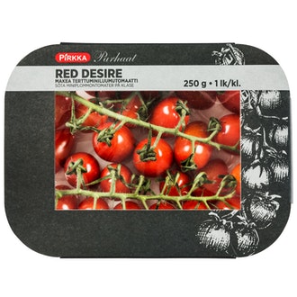 Pirkka Parhaat Red Desire makea terttuminiluumutomaatti 250g kalorit ja ravintosisältö - 23 kcal
