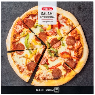 Pirkka salami kiviuunipizza 363g pakaste kalorit ja ravintosisältö - 245 kcal