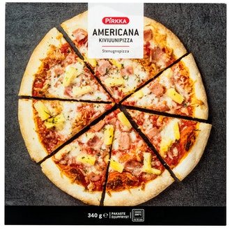Pirkka kiviuunipizza Americana 340g pakaste kalorit ja ravintosisältö - 208 kcal