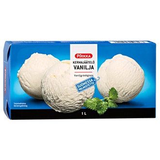 Pirkka kermajäätelö vanilja 1L kalorit ja ravintosisältö