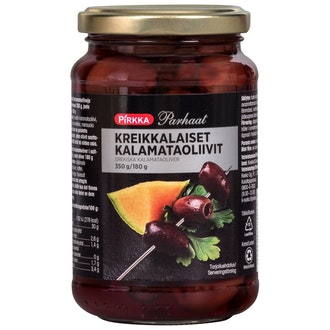 Pirkka Parhaat kreikkalaiset kalamataoliivit 350g/180g kalorit ja ravintosisältö - 278 kcal