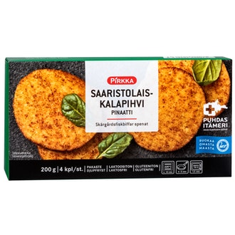 Pirkka saaristolaiskalapihvi pinaatti 4kpl/200g pakaste kalorit ja ravintosisältö