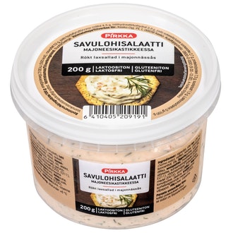 Pirkka savulohisalaatti majoneesikastikkeessa 200g laktoositon kalorit ja ravintosisältö