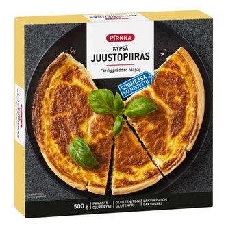 Pirkka kypsä juustopiiras 500g gluteeniton pakaste kalorit ja ravintosisältö - 297 kcal
