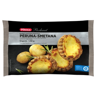 Pirkka Parhaat kypsä cocktailpiirakka peruna-smetana 6 kpl/210g pakaste kalorit ja ravintosisältö - 203 kcal