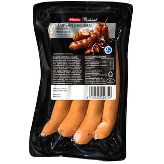 Pirkka Parhaat lempeän chilinen grillimakkara 4kpl/240g kalorit ja ravintosisältö