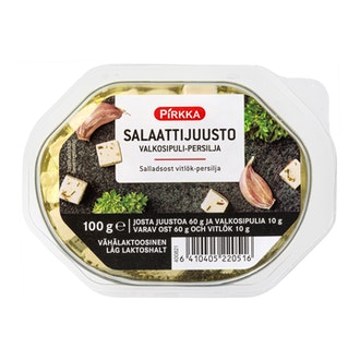 Pirkka salaattijuusto valkosipuli-persilja 100g/60g vähälaktoosinen kalorit ja ravintosisältö - 407 kcal