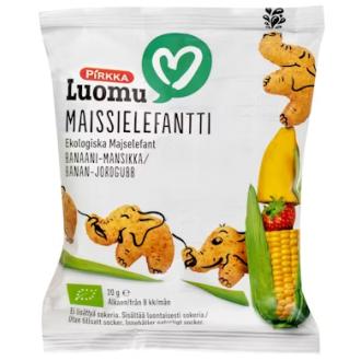 Pirkka Luomu maissielefantti 20g 8kk banaani mansikka