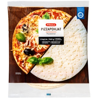 Pirkka pizzapohja 4kpl/360g pakaste kalorit ja ravintosisältö - 283 kcal