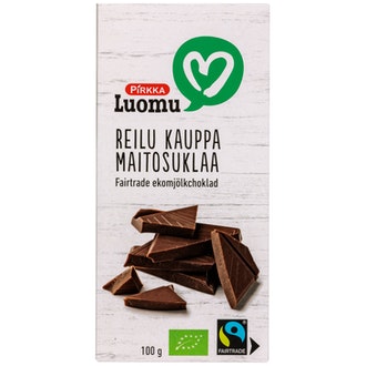 Pirkka Luomu Reilun kaupan maitosuklaa 100g kalorit ja ravintosisältö - 550 kcal
