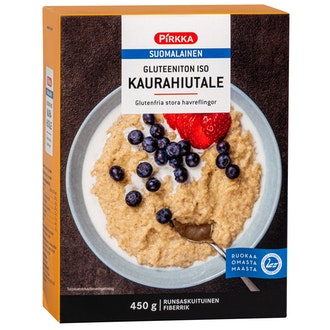 Pirkka suomalainen gluteeniton iso kaurahiutale 450g kalorit ja ravintosisältö - 370 kcal