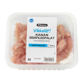 Pirkka Vikkelät kanan sisäfileepalat maustamaton 300g kalorit ja ravintosisältö - 102 kcal