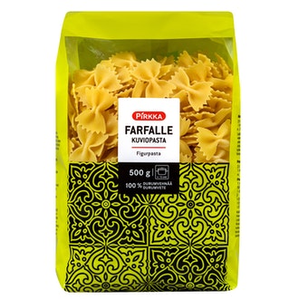 Pirkka farfalle kuviopasta 500g kalorit ja ravintosisältö - 358 kcal