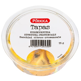 Pirkka Tapas kesäkurpitsa sitruuna-provencale 55g kalorit ja ravintosisältö - 85 kcal