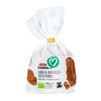 Pirkka Luomu Hunaja-karamellitäytevohveli 290g kalorit ja ravintosisältö - 436 kcal