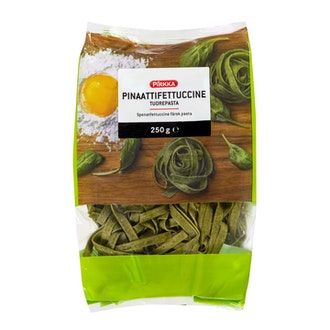 Pirkka pinaattifettuccine tuorepasta 250g kalorit ja ravintosisältö - 278 kcal