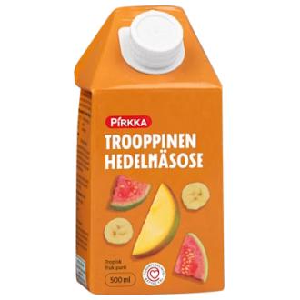 Pirkka trooppinen hedelmäsose 0,5l kalorit ja ravintosisältö - 77 kcal
