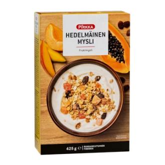 Pirkka Hedelmäinen mysli 425g kalorit ja ravintosisältö - 386 kcal