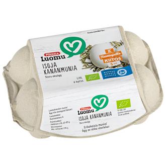 Pirkka Luomu isoja kananmunia 6 kpl/438g kalorit ja ravintosisältö - 140 kcal
