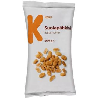 K-Menu suolapähkinät 500g kalorit ja ravintosisältö