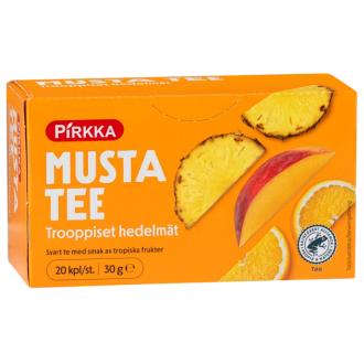 Pirkka musta tee 20x1,5g trooppiset kalorit ja ravintosisältö - 1 kcal