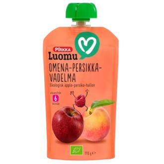 Pirkka Luomu omena-persikka-vadelmasose lapsille alkaen 6kk 110g