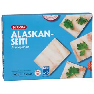 Pirkka alaskanseiti annospaloina 400g/4kpl MSC pakaste