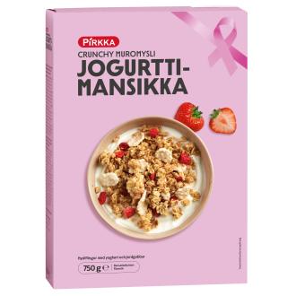 Pirkka crunchy muromysli 750g jogurtti mansikkka kalorit ja ravintosisältö - 444 kcal