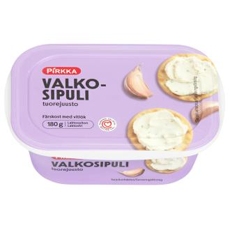 Pirkka laktoositon valkosipulituorejuusto 180g kalorit ja ravintosisältö - 186 kcal