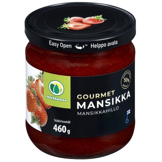 Herkkumaa Gourmet mansikkahillo 460 g kalorit ja ravintosisältö