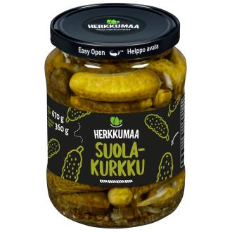 Herkkumaa Suolakurkku 670g/360g kalorit ja ravintosisältö - 40 kcal